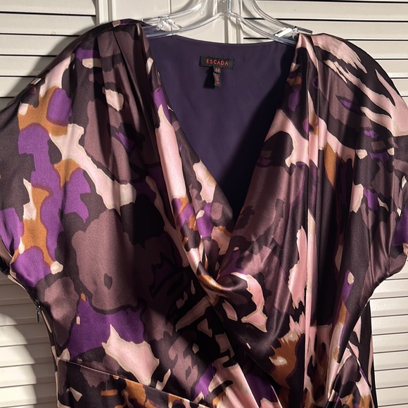 Dress, Escada, Silk LowCut, Slinky , Side Tie! Size 12-14, ( 44) Lined! 5 Star ! - Picture 4 of 6